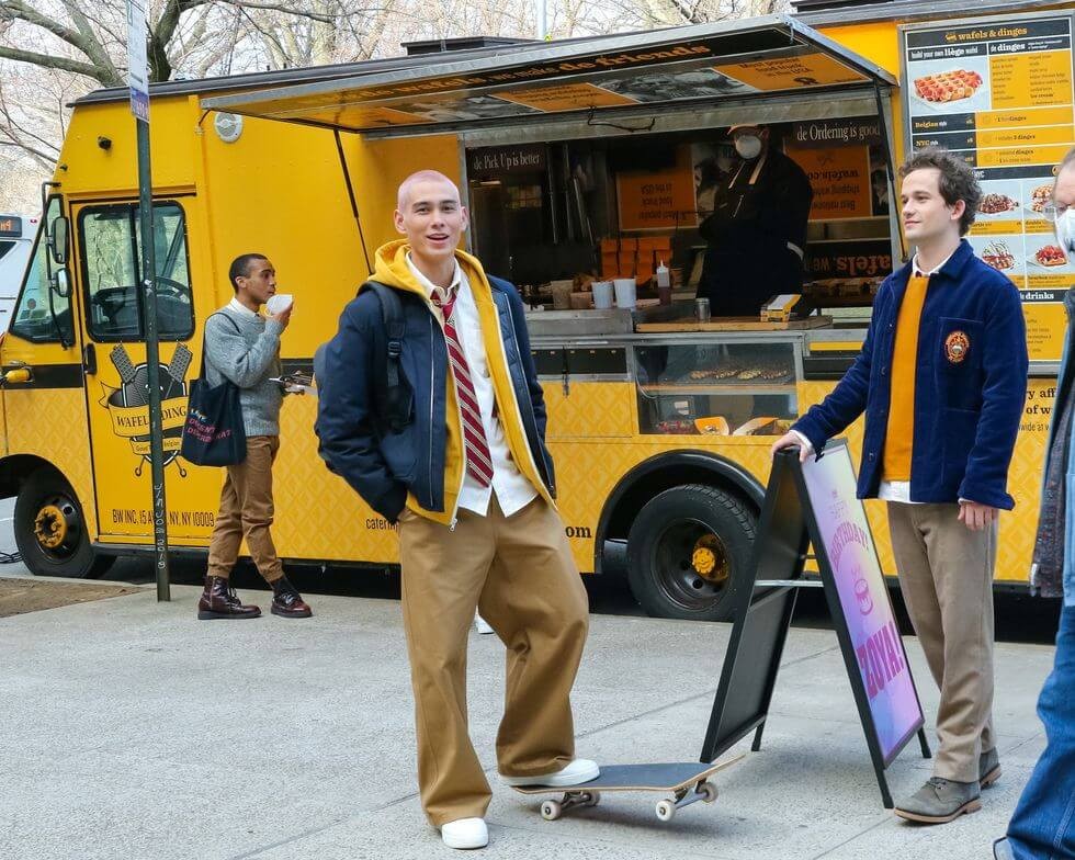 evan mock and eli brown are seen at the film set of the news photo 1617036625