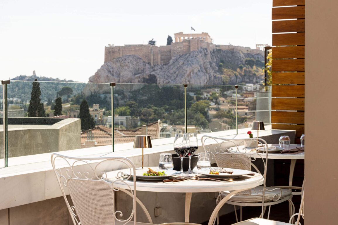 NEW Art Lounge Table Setup Acropolis view